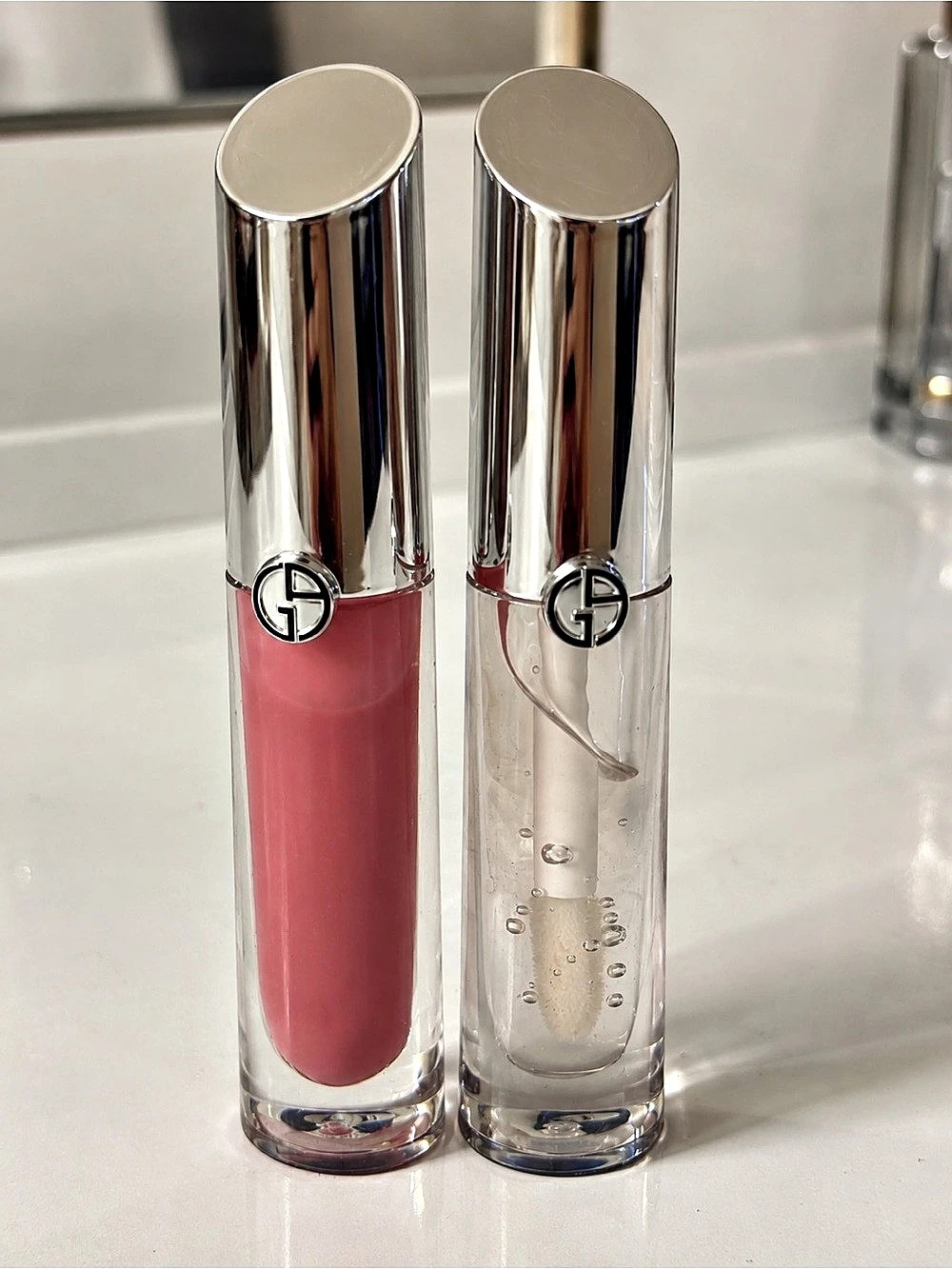 Armani Beauty Prisma Glass Hydrating Lip Gloss with Squalane Pink & Clear